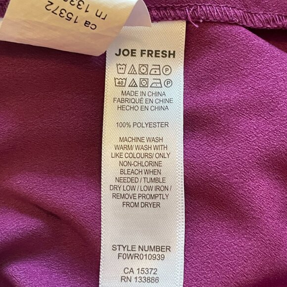 Lightweight Long Tunic Blouse V-Neck Long Sleeve Purple Joe Fresh Medium - Picture 5 of 6